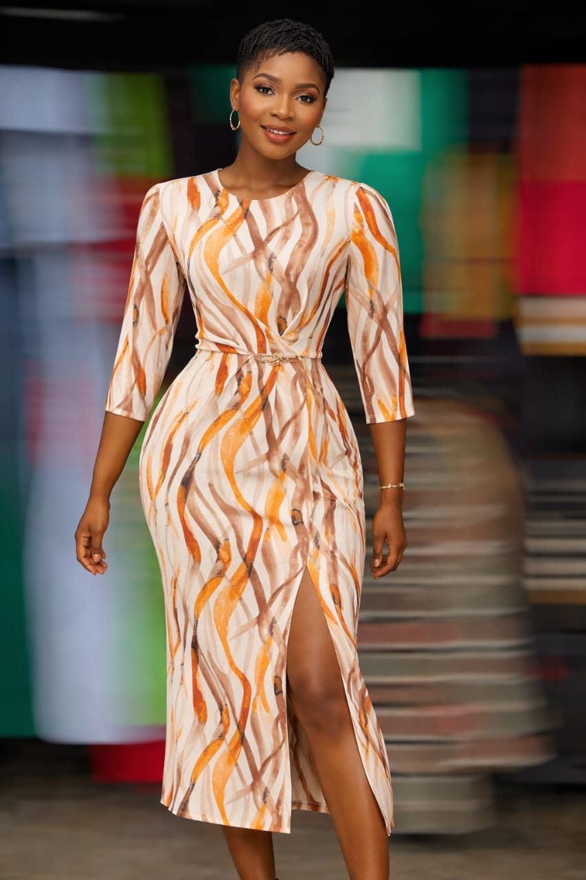 Abstract Brushstroke Midi Dress