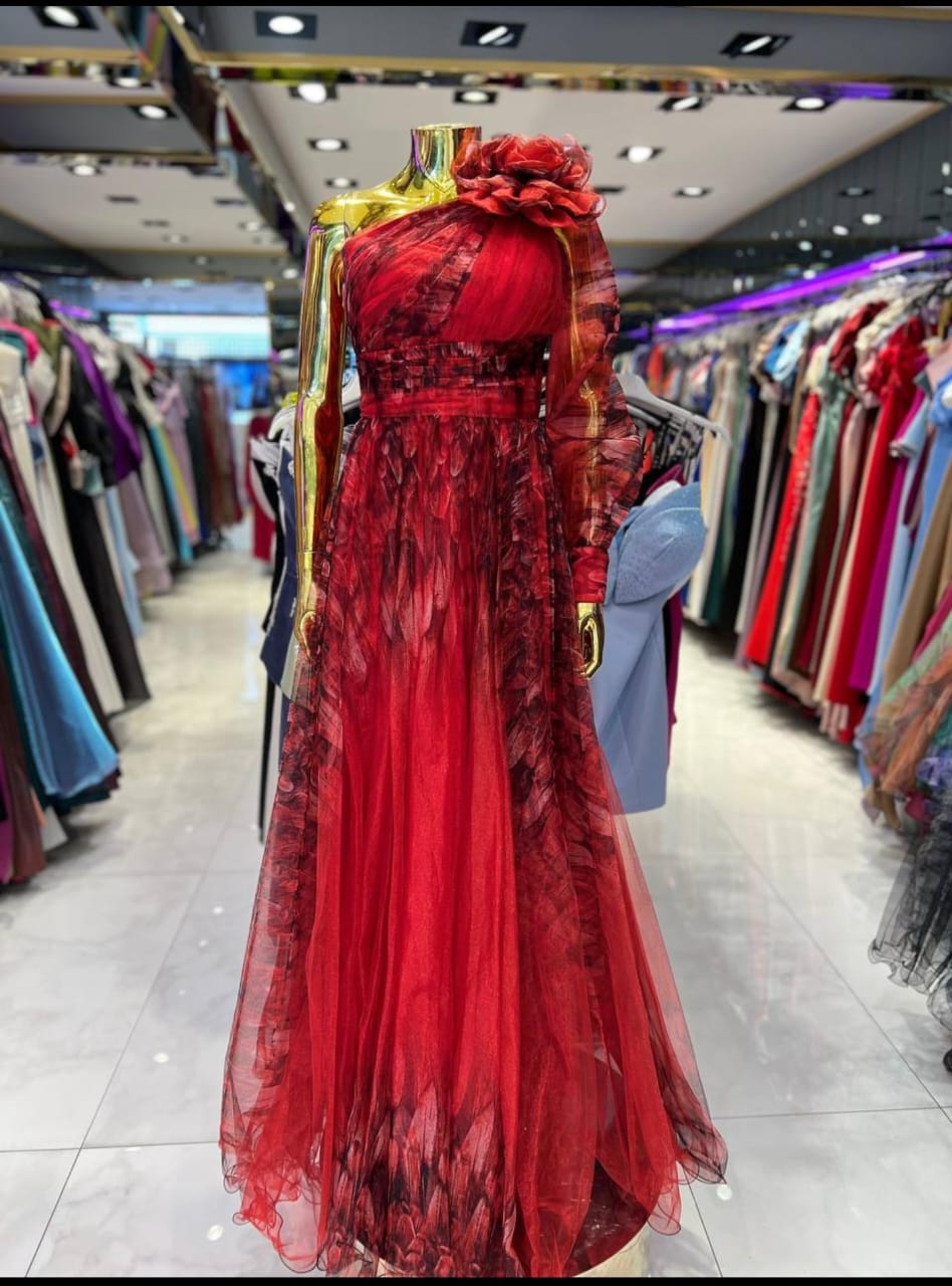 Crimson Feather Ballgown