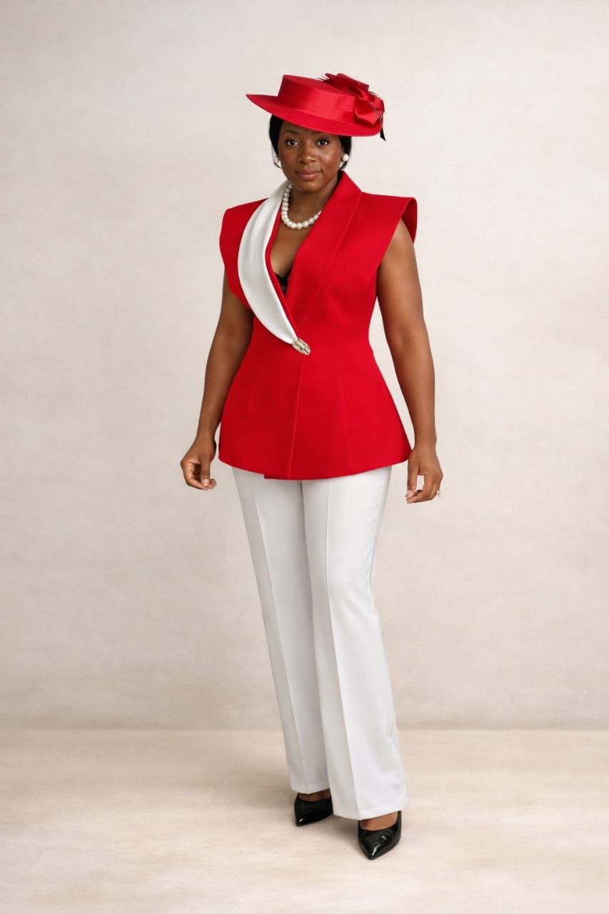 Crimson And Ivory With Hat