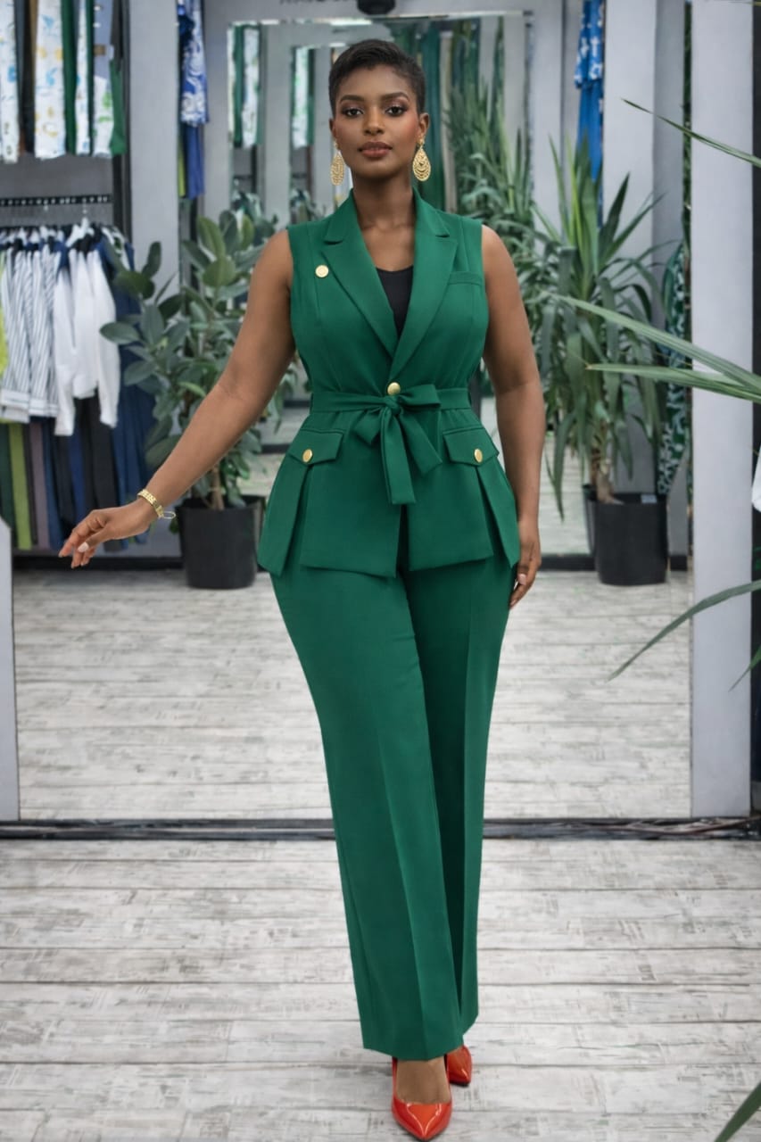 Emerald Belted Waistcoat