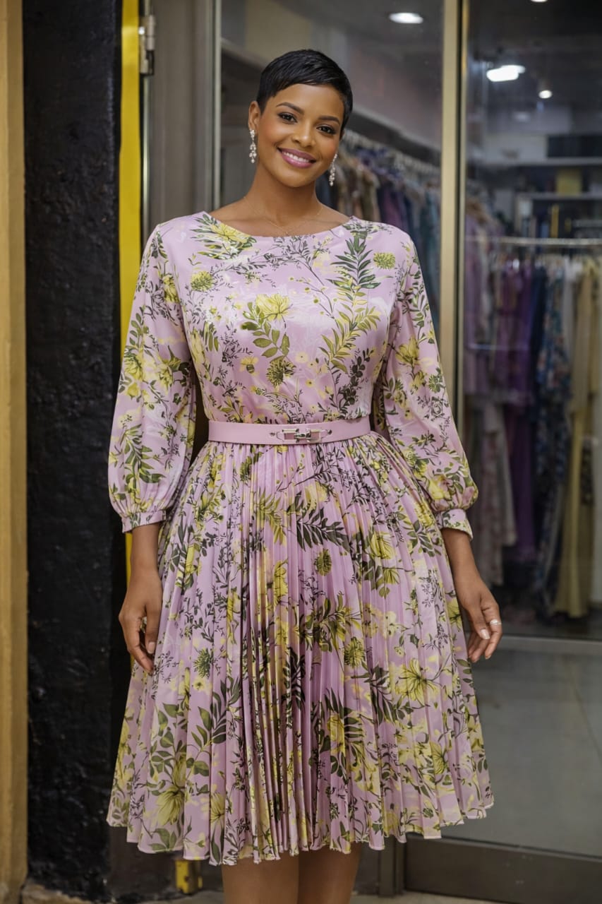 Lilac Pleated Dress