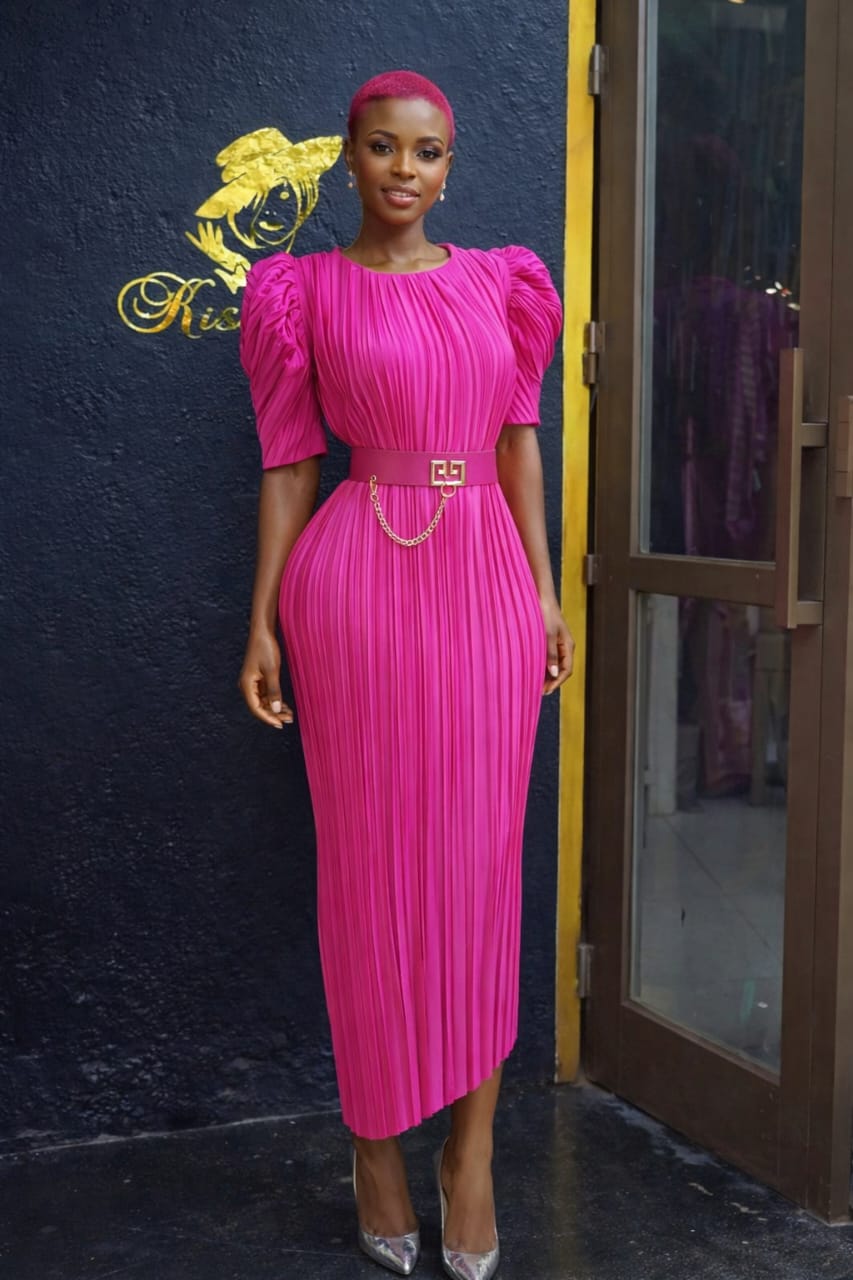 Magenta Pleated Chainbucklebelt