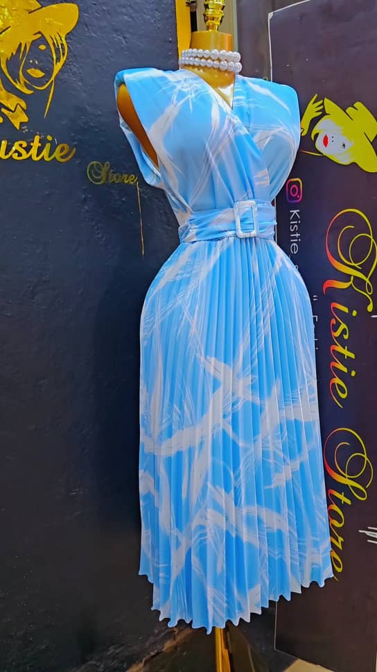 Sky Marble Pleated Midi